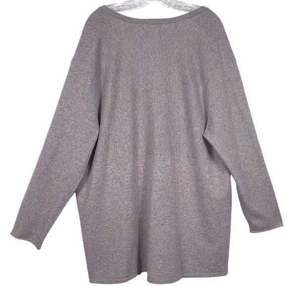 J.JILL Pure Jill Cashmere Cardigan Sweater Size 2X Beige Long Line V-Neck Button - Picture 2 of 16